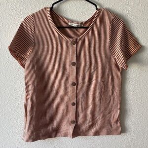 Rust Striped Button-Down Shirt